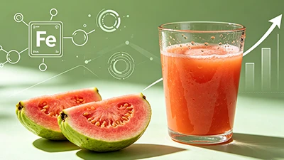 Le jus de goyave + fer augmente l'hémoglobine de 1,3 G/dL chez les femmes ané...